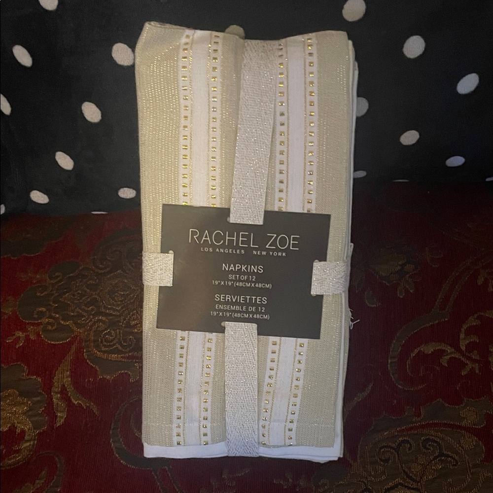 Rachel Zoe Elegant Cream and Gold Napkins